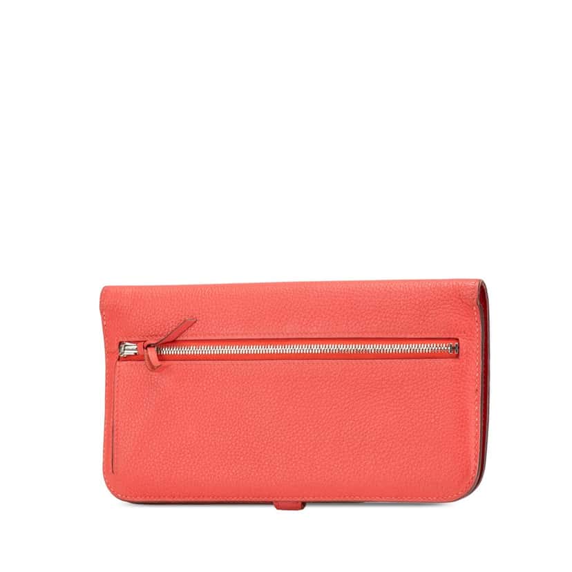 Hermès Clemence Dogon Long Wallet Red Leather Good condition - Back View