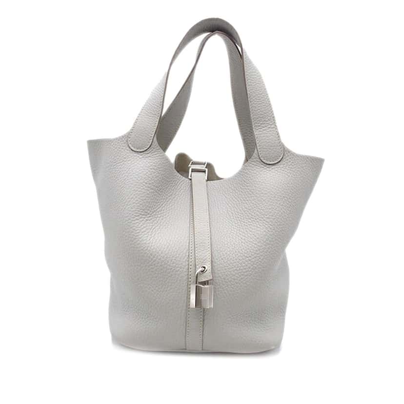 Hermès Clemence Picotin Lock 22 Grey Leather Good condition - Front View