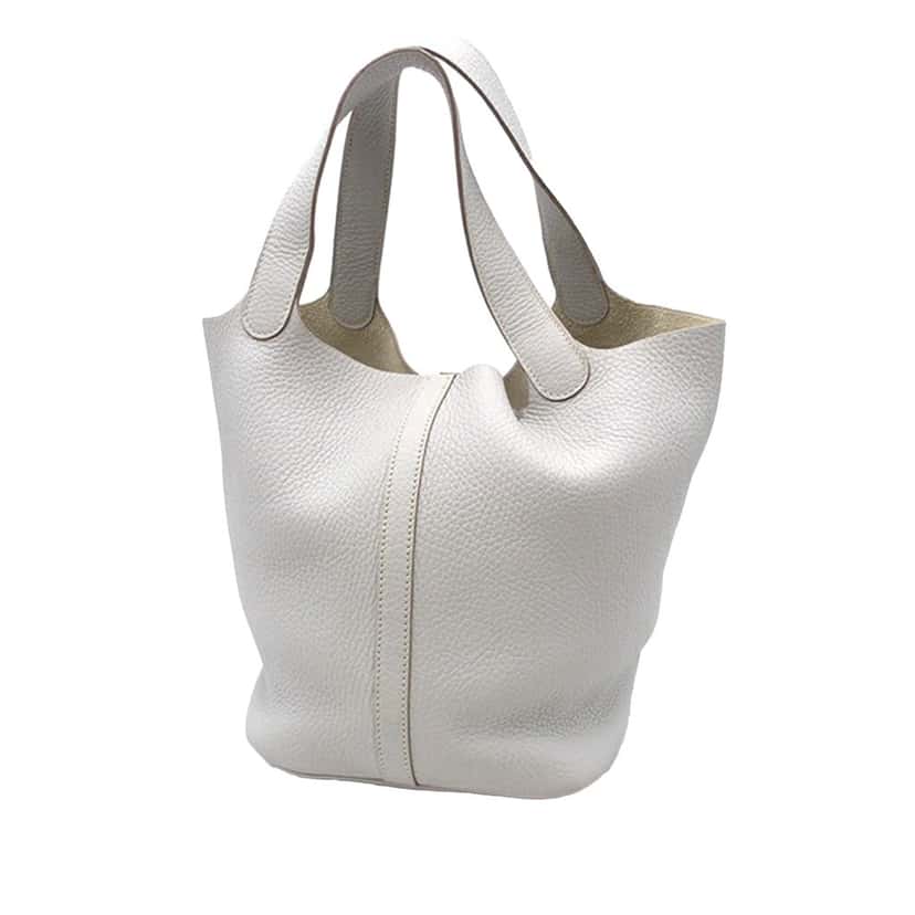 Hermès Clemence Picotin Lock 22 Grey Leather Good condition - Back View