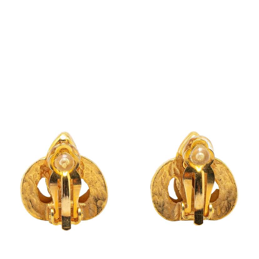 Chanel Gold Plated CC Clip On Earrings Gold Metal Good condition - Back View