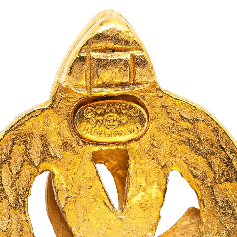 Chanel Gold Plated CC Clip On Earrings Gold Metal Good condition - Inside View