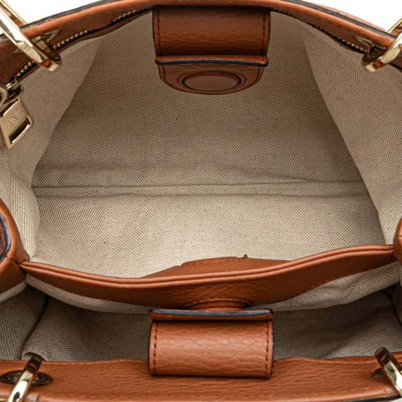 Gucci Small Calfskin Bamboo Shopper Satchel Brown Leather Good condition - Model View