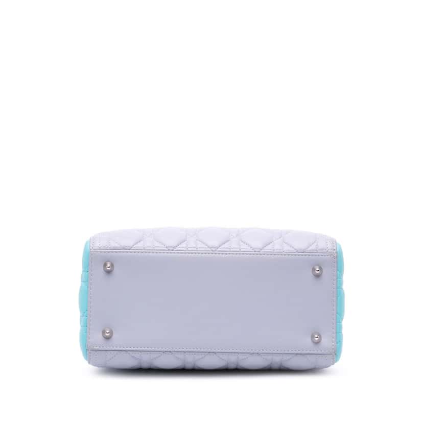 Dior Medium Bicolor Lambskin Cannage Lady Dior Grey Leather Good condition - Inside View