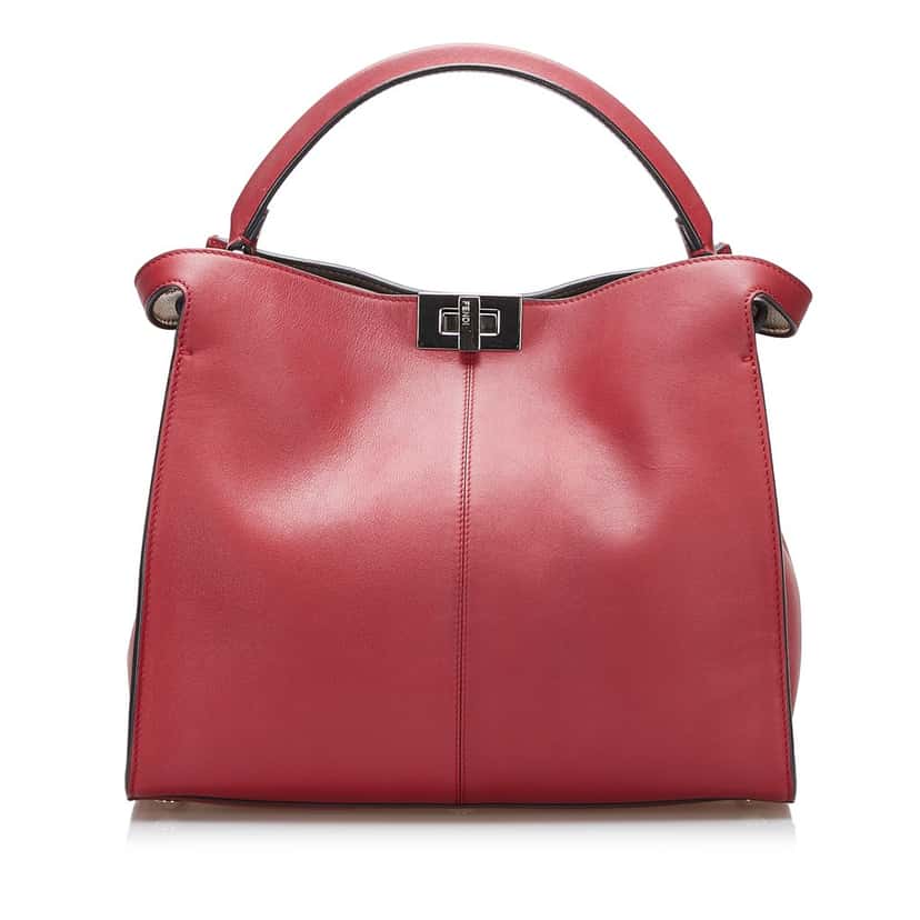 Fendi Medium Peekaboo X-Lite Red Leather Good condition - Front View