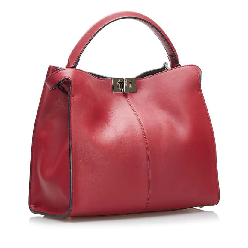 Fendi Medium Peekaboo X-Lite Red Leather Good condition - Back View