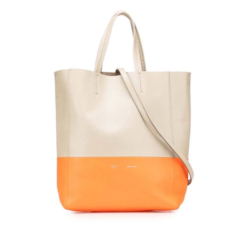 Celine Small Bicolor Leather Vertical Cabas Brown Leather Good condition - Front View