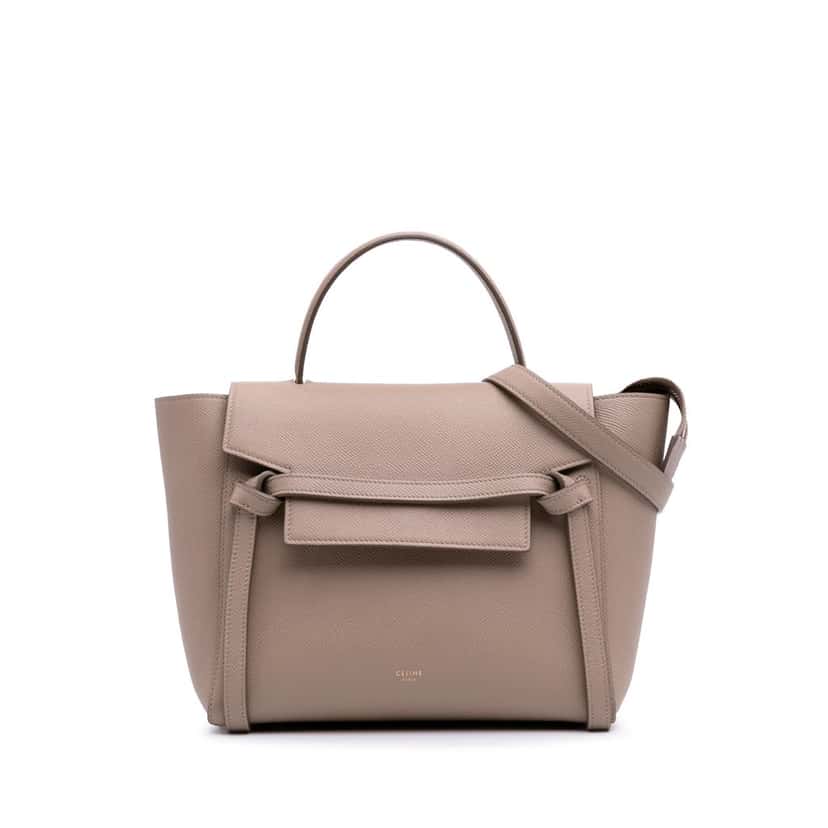 Celine Micro Grained Calfskin Belt Bag Brown Leather Good condition - Front View