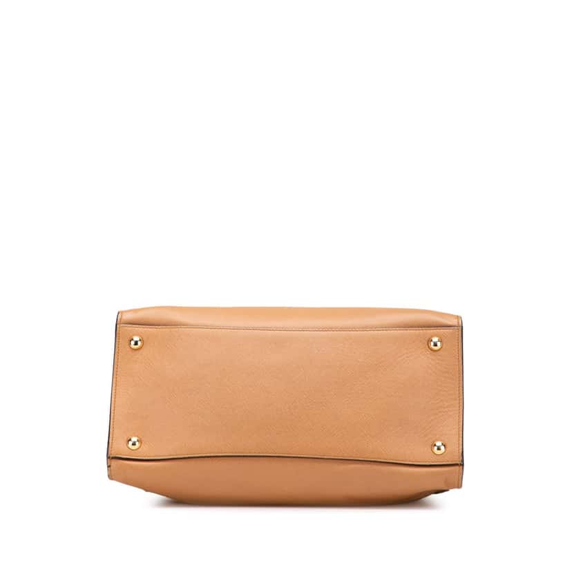 Prada Saffiano Soft Triple Pocket Satchel Brown Leather Good condition - Inside View
