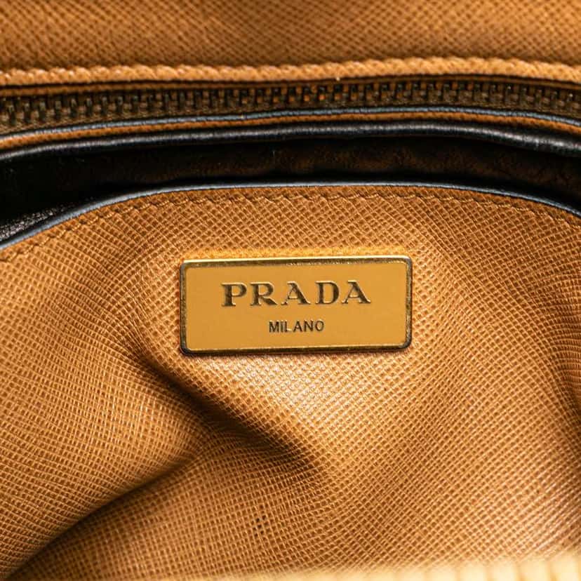Prada Saffiano Soft Triple Pocket Satchel Brown Leather Good condition - Box View