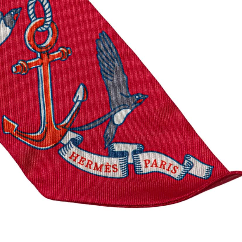 Hermès Sur Mon Nuage Silk Twilly Scarf Pink Silk Very good condition - Back View