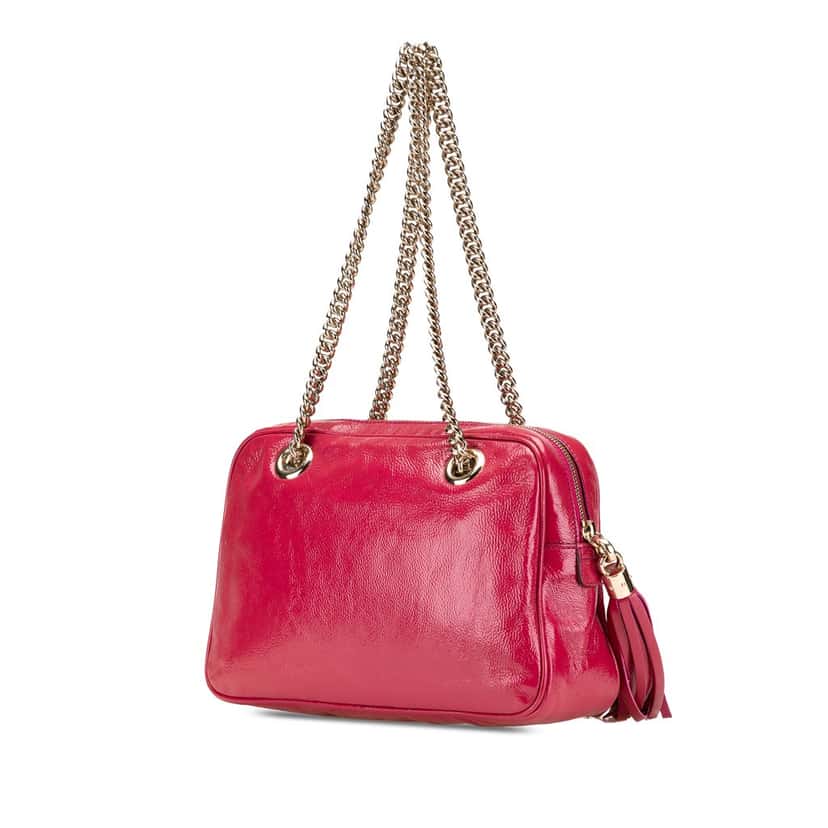 Gucci Patent Soho Chain Zip Shoulder Bag Pink Leather Good condition - Back View