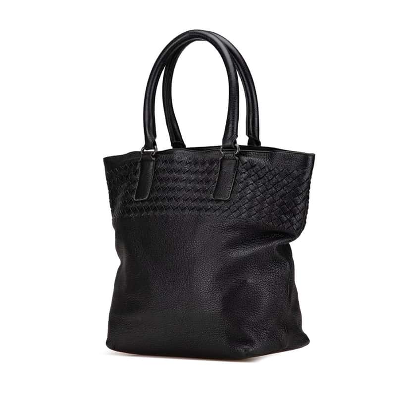 Bottega Veneta Leather Intrecciato Tote Black Leather Fair condition - Back View