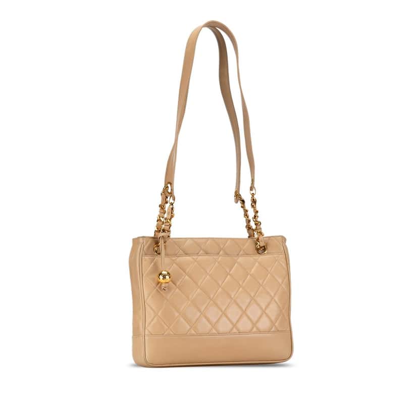 Chanel Quilted Lambskin Shoulder Bag Brown Leather Good condition - Back View