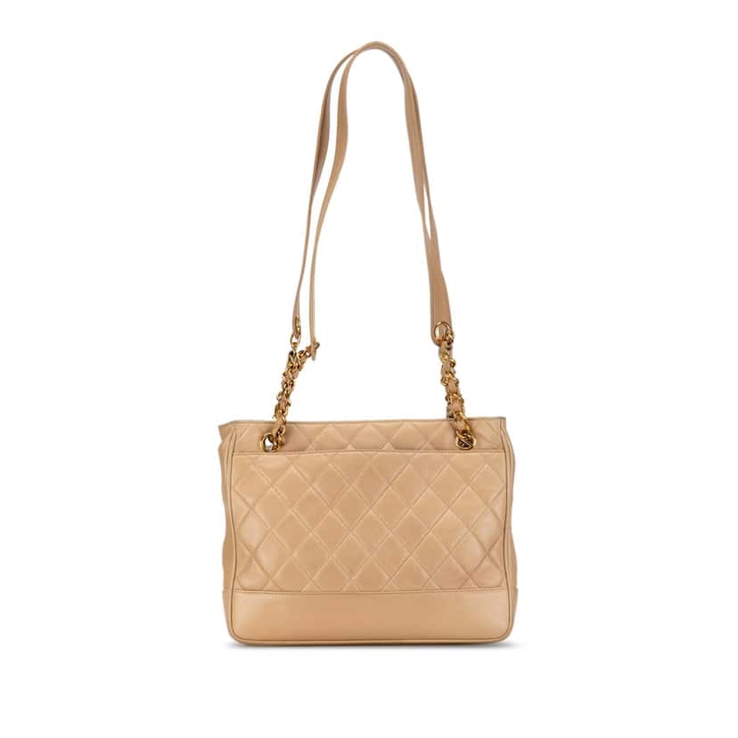 Chanel Quilted Lambskin Shoulder Bag Brown Leather Good condition - Inside View