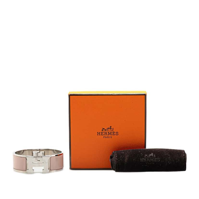 Hermès Wide Enamel Clic Clac H Bracelet PM Pink Good condition - Box View