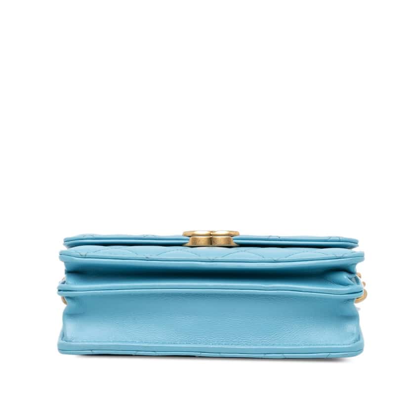 Chanel Quilted Lambskin Candy Chain Wallet Blue Leather Fair condition - Inside View