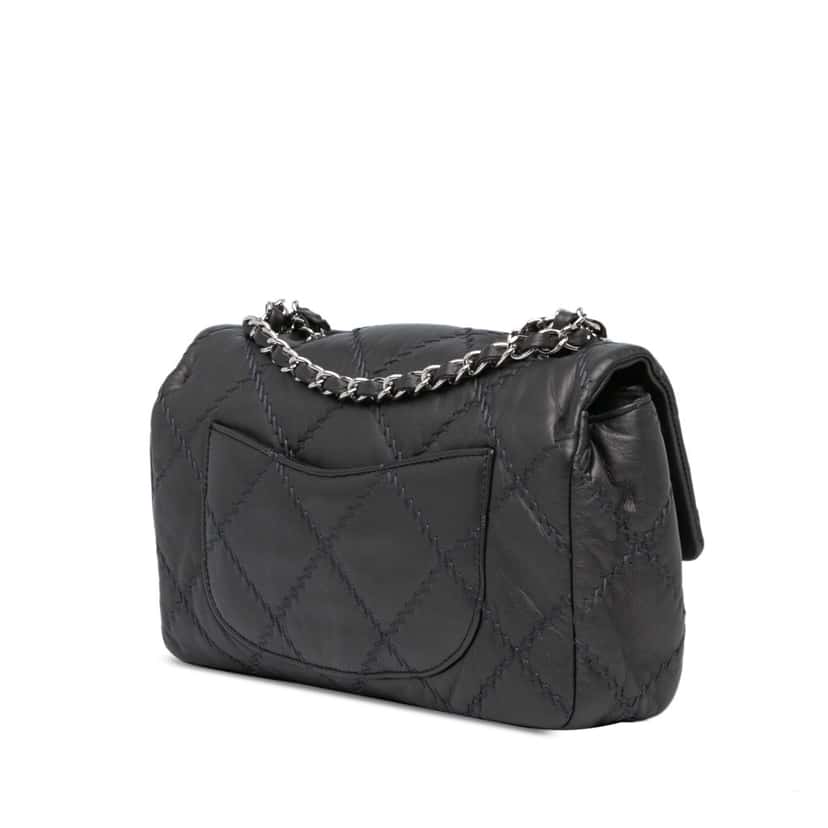 Chanel Medium Calfskin Ultimate Stitch Flap Grey Leather Good condition - Back View