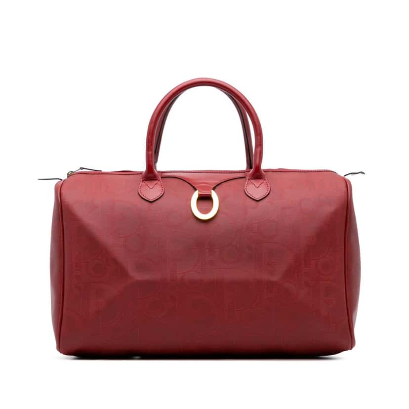 Dior Diorissimo Trotter Coated Canvas Travel Bag Red Canvas Good condition - Front View