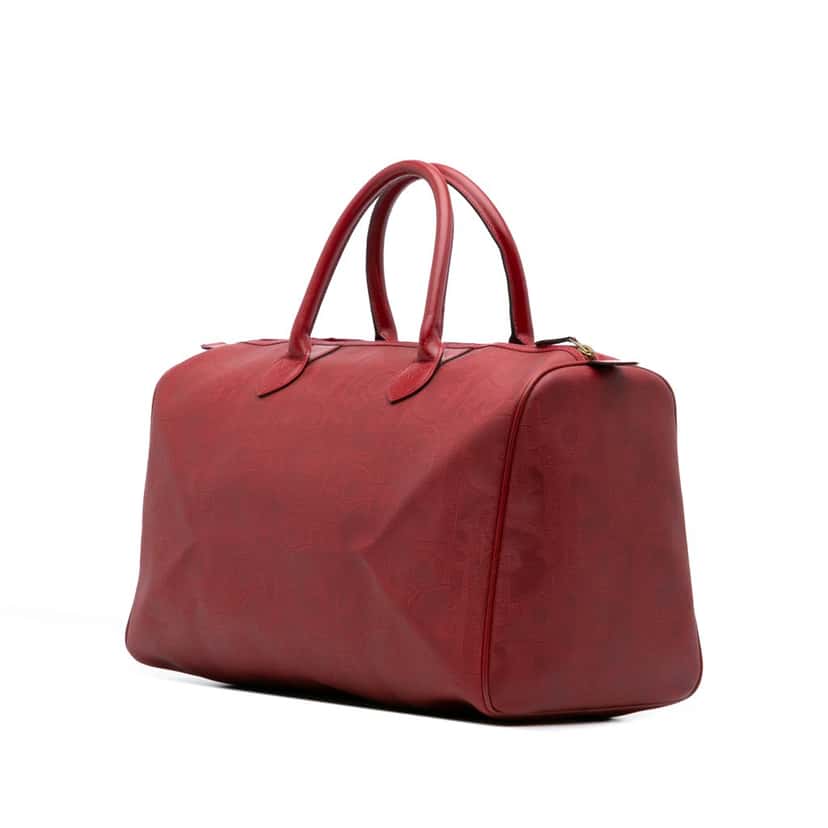 Dior Diorissimo Trotter Coated Canvas Travel Bag Red Canvas Good condition - Back View