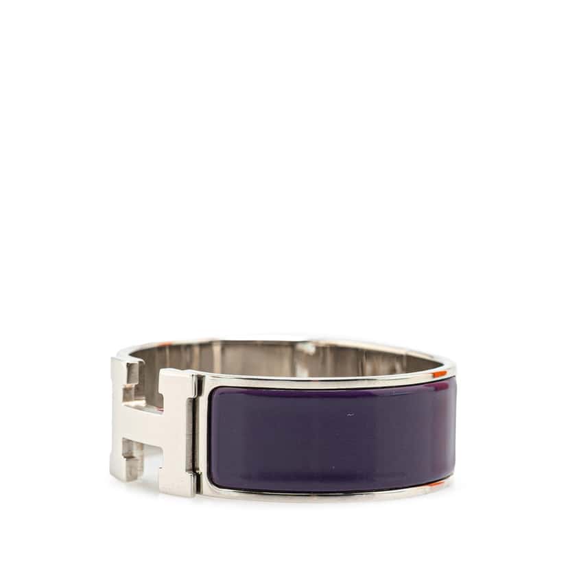 Hermès Wide Enamel Clic Clac H Bracelet PM Purple Good condition - Back View