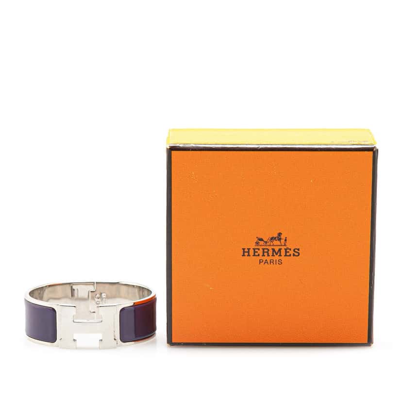 Hermès Wide Enamel Clic Clac H Bracelet PM Purple Good condition - Box View