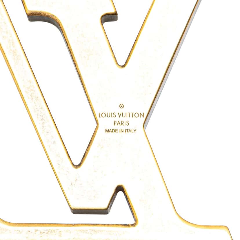 Louis Vuitton Gold Plated LV Flag Key Ring and Bag Charm Gold Metal Good condition - Inside View