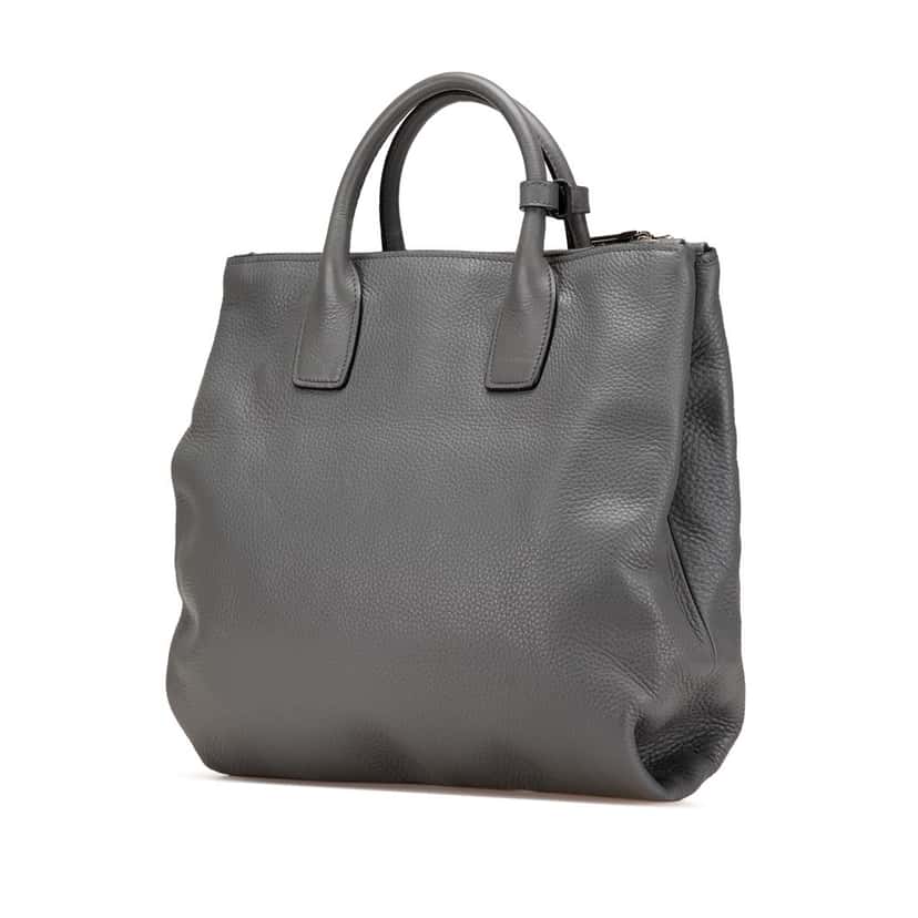 Prada Vitello Daino Double Zip Convertible Tote Grey Leather Good condition - Back View