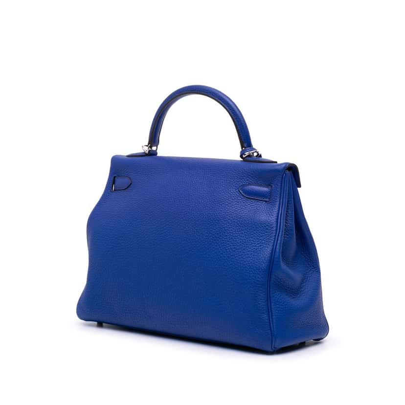 Hermès Togo Kelly II Retourne 32 Blue Leather Good condition - Back View