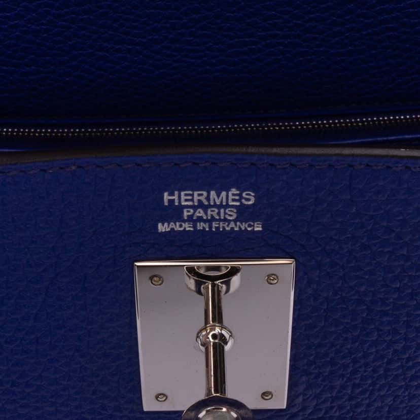 Hermès Togo Kelly II Retourne 32 Blue Leather Good condition - Box View