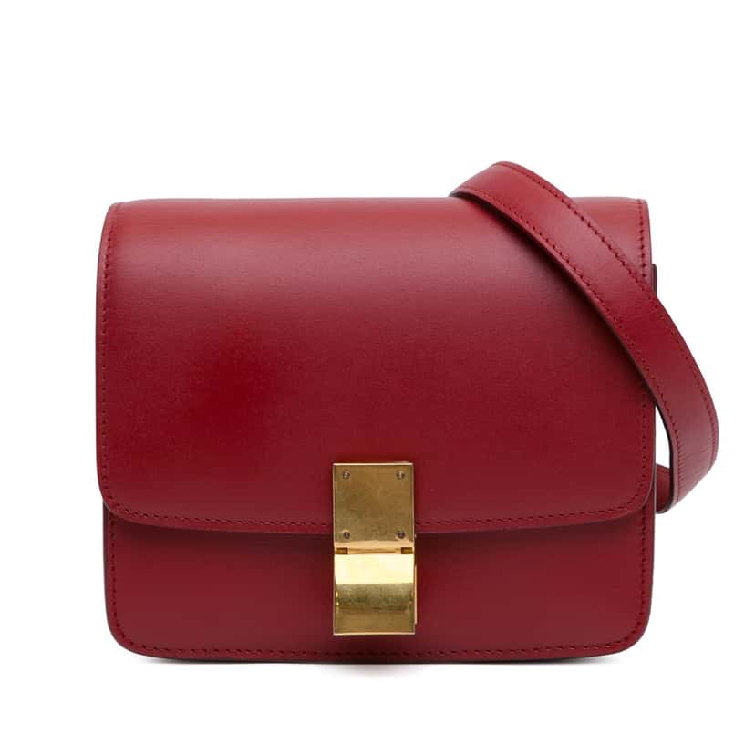 Celine Small Calfskin Classic Box Red Leather Good condition - Front View