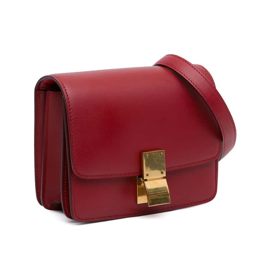 Celine Small Calfskin Classic Box Red Leather Good condition - Back View