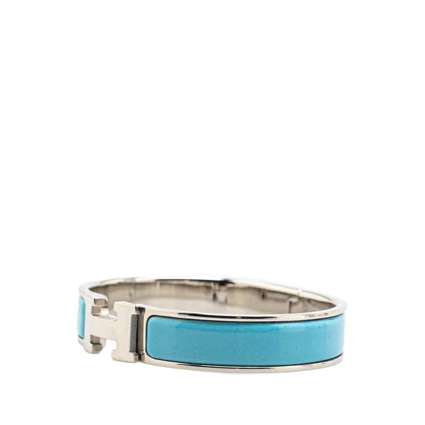 Hermès Narrow Enamel Clic H Bracelet PM Blue Good condition - Back View