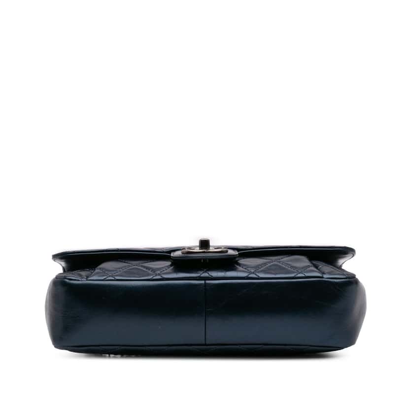 Chanel Quilted Glazed Calfskin Coco Pleats Flap Blue Leather Good condition - Inside View