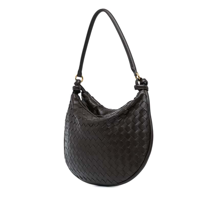 Bottega Veneta Large Lambskin Intrecciato Gemelli Brown Leather Good condition - Back View
