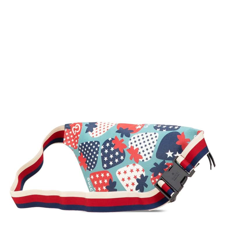 Gucci Children's Cosmic Strawberries Belt Bag Blue Canvas Good condition - Back View