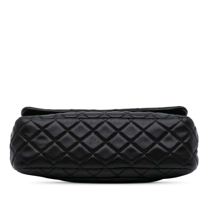 Chanel CC Quilted Lambskin Double Flap Black Leather Good condition - Inside View
