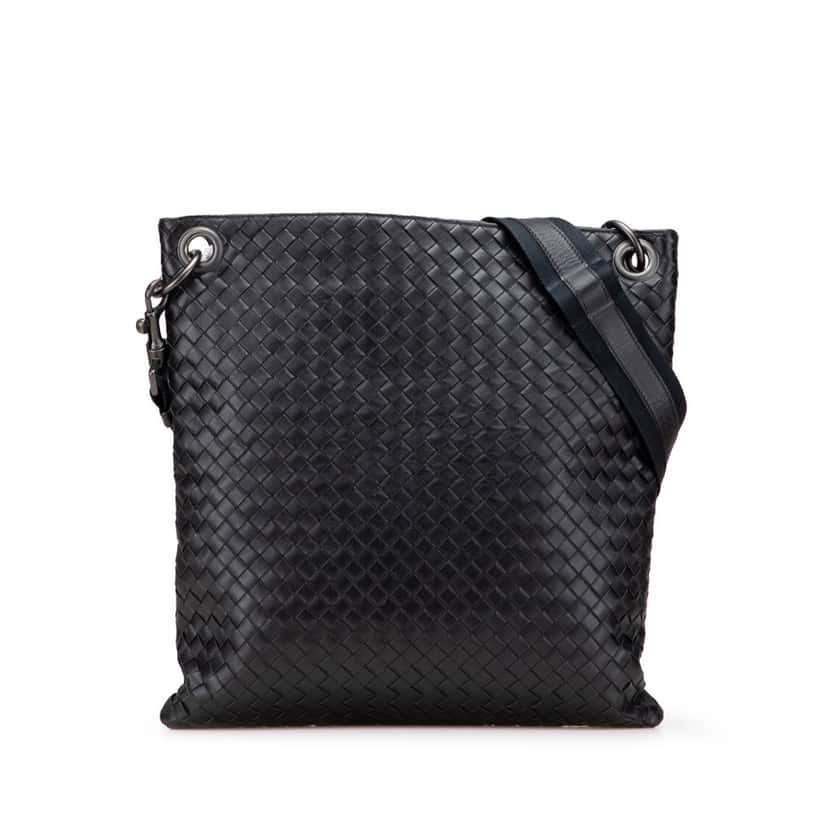 Bottega Veneta Nappa Intrecciato Crossbody Black Leather Good condition - Front View