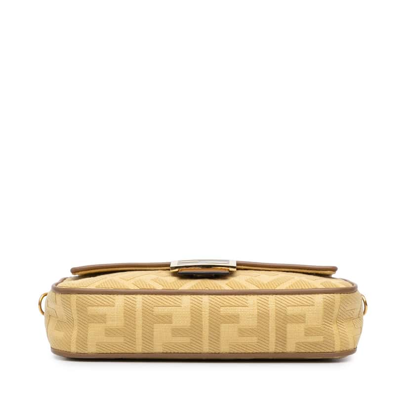Fendi Zucca Embroidered Canvas Baguette Satchel Yellow Canvas Good condition - Inside View