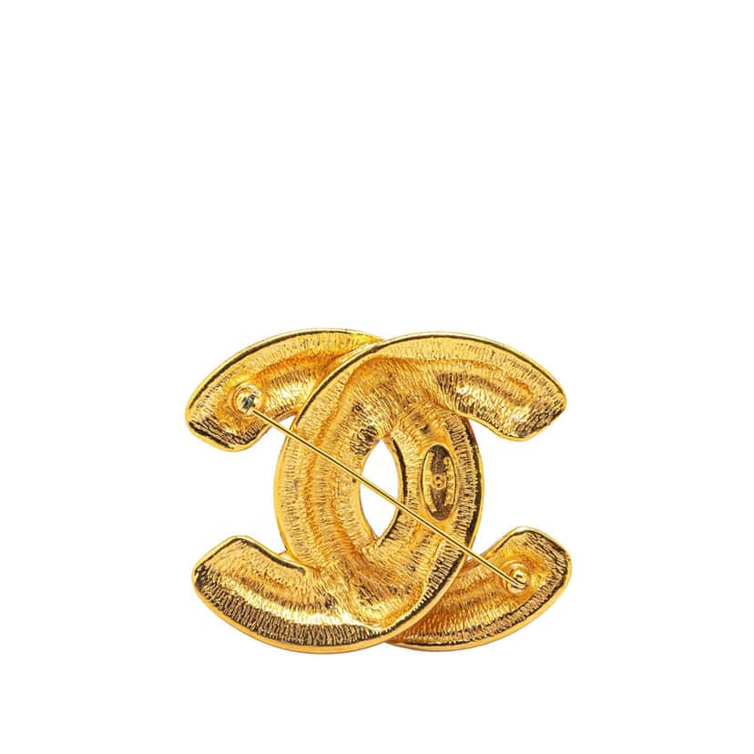 Chanel Gold Plated CC Quilted Brooch Gold Metal Good condition - Back View