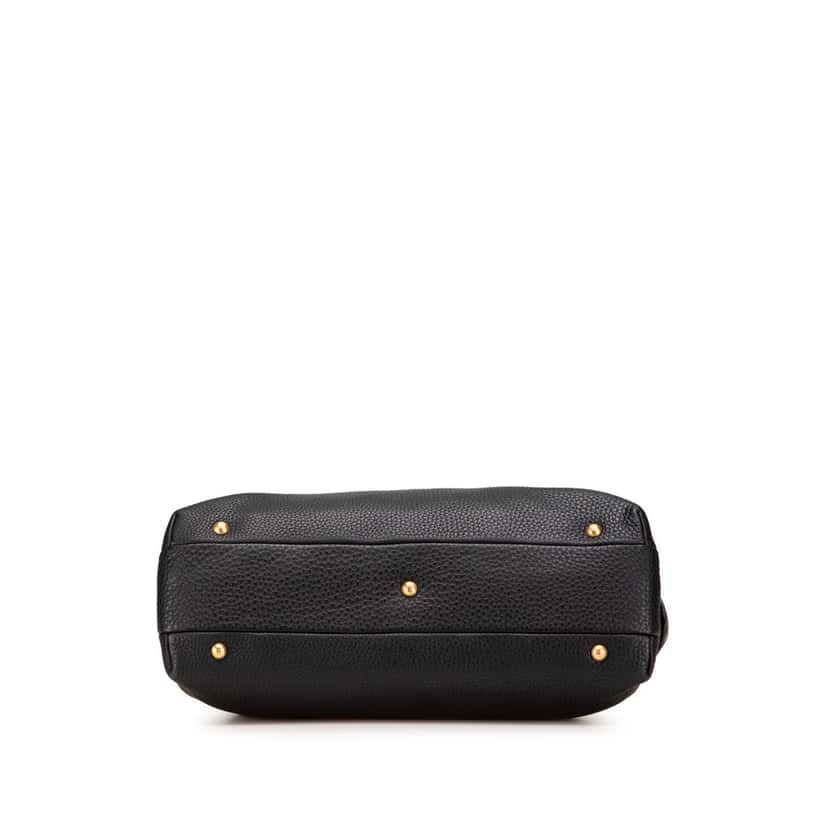 Fendi Pebbled Leather Selleria Dome Shoulder Bag Black Leather Good condition - Inside View