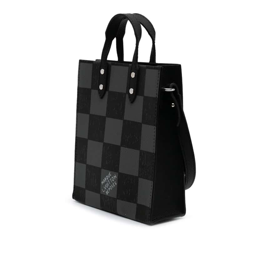 Louis Vuitton Damier Checkerboard Sac Plat XS Black Canvas Good condition - Back View