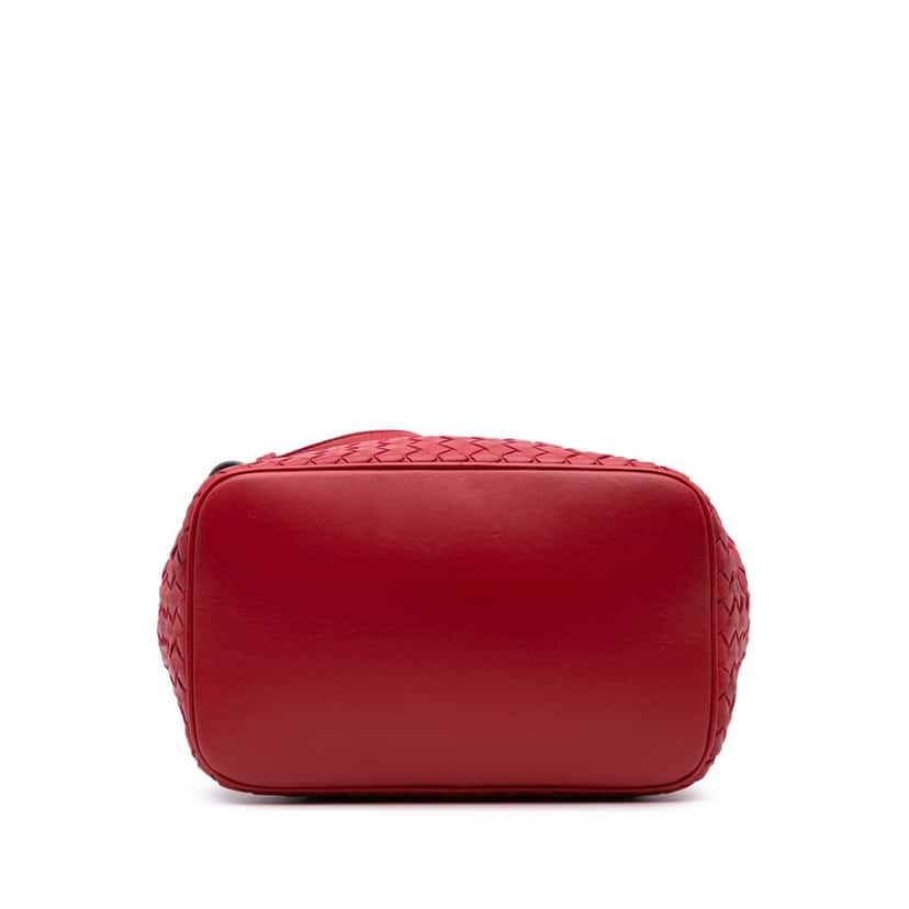 Bottega Veneta Nappa Intrecciato Bucket Bag Red Leather Good condition - Inside View