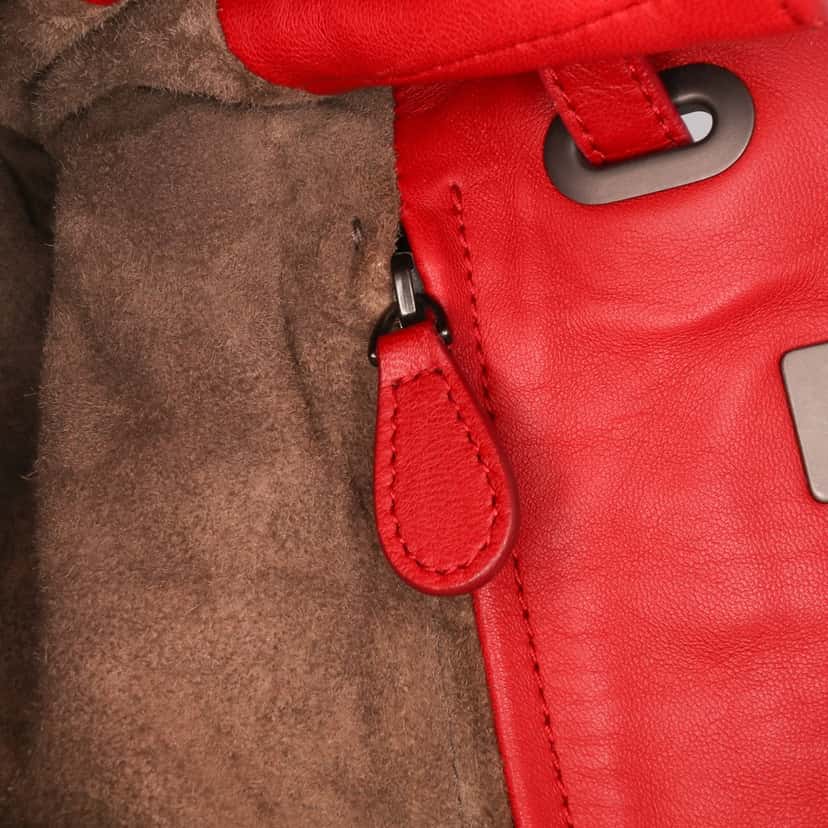 Bottega Veneta Nappa Intrecciato Bucket Bag Red Leather Good condition - Box View