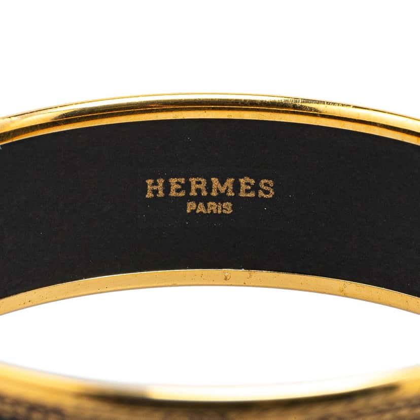 Hermès Wide Grand Apparat Enamel Bangle 65 Black Good condition - Model View