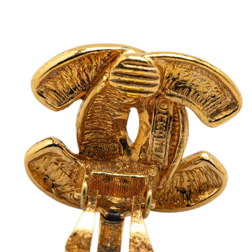 Chanel Gold Plated CC Quilted Matelasse Clip On Earrings Gold Metal Good condition - Inside View