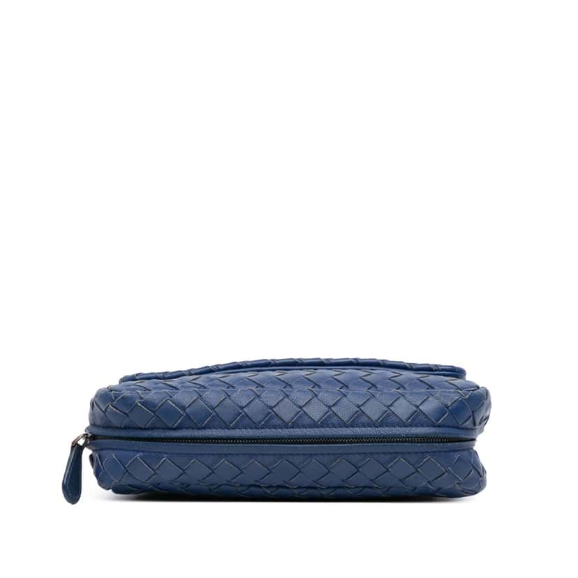 Bottega Veneta Intrecciato Chain Flap Crossbody Blue Leather Good condition - Inside View