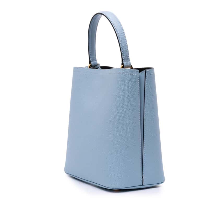 Prada Medium Saffiano Cuir Panier Satchel Blue Leather Good condition - Back View