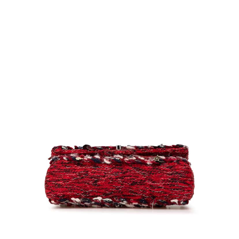 Chanel Medium Tweed Braided Charms Double Flap Red Tweed Good condition - Inside View