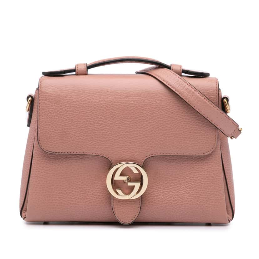 Gucci Small Dollar Calfskin Interlocking G Satchel Pink Leather Good condition - Front View