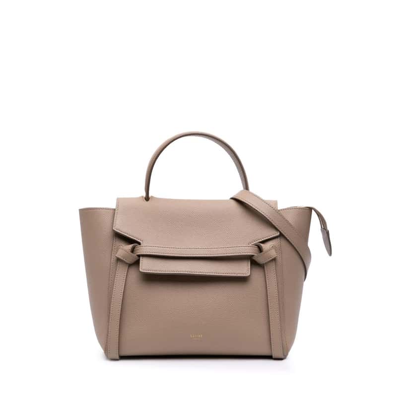 Celine Micro Grained Calfskin Belt Bag Brown Leather Good condition - Front View